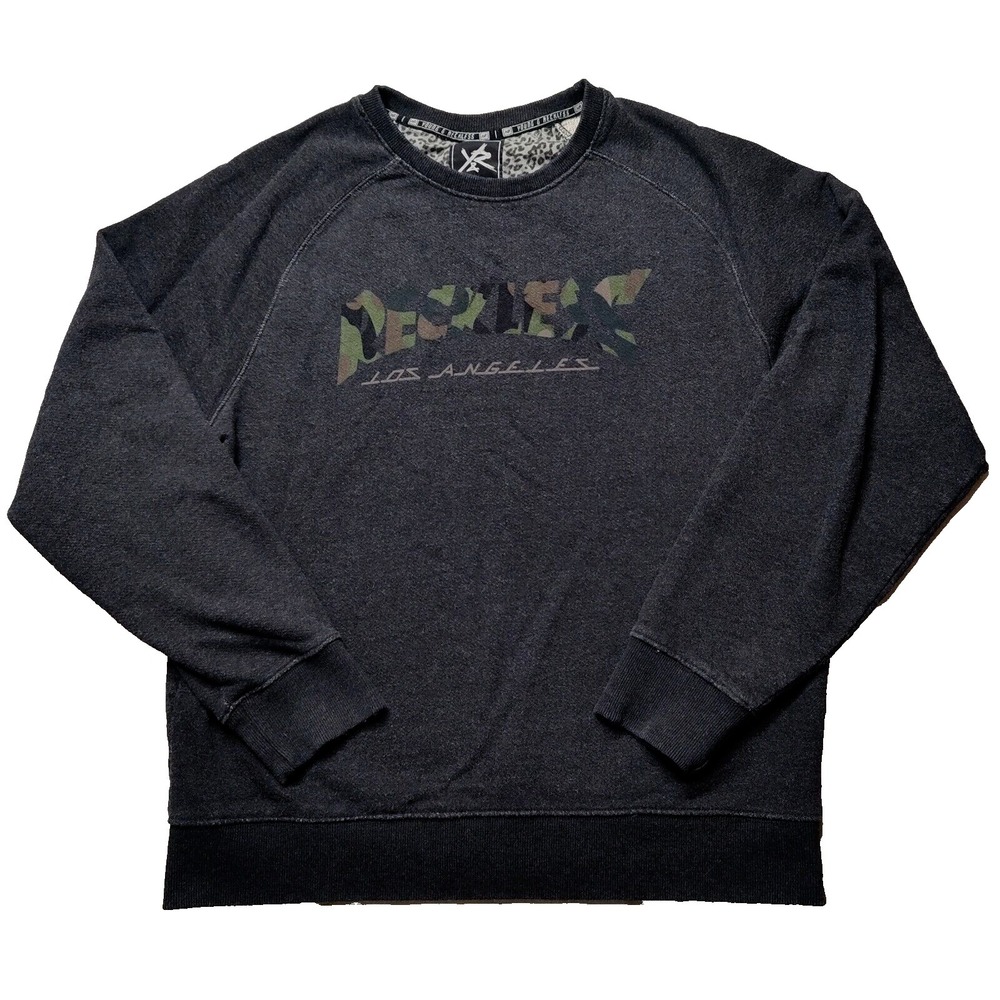 YOUNG & RECKLESS LOS ANGELES Women 2XL Gray Heather Camo Logo Sweatshirt